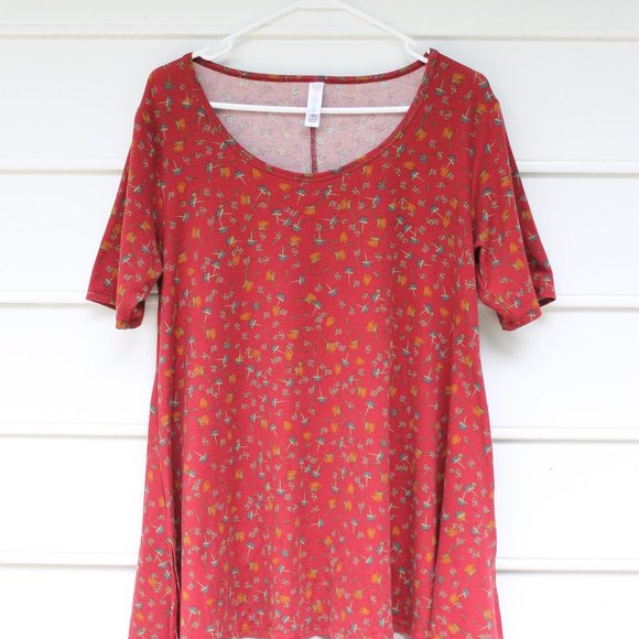 Small LuLaRoe Red Floral Tunic Dress - Picture 5 of 5